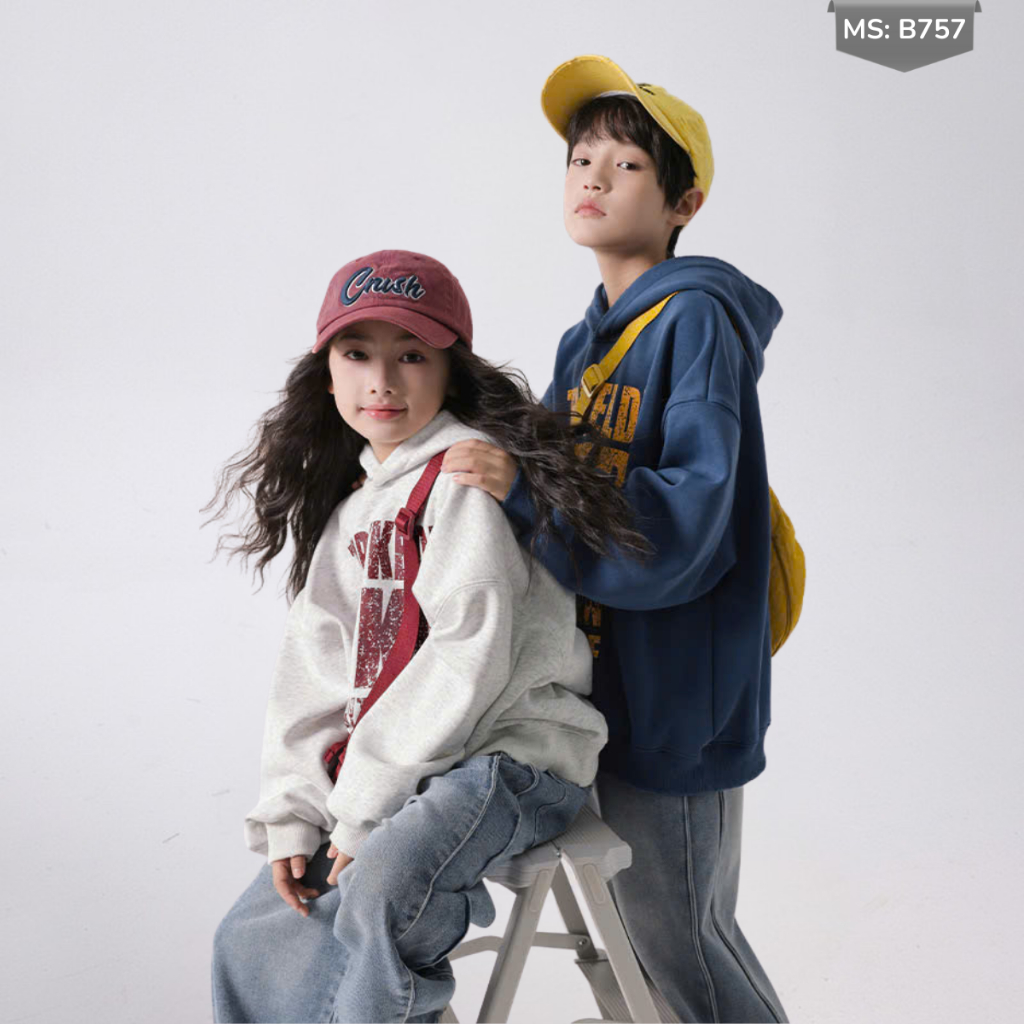 Áo Hoddie Thu Đông Cho Bé Trai, Bé Gái chất liệu Cotton nỉ bông Mềm Ấm B757 | JJ Kids Fashion