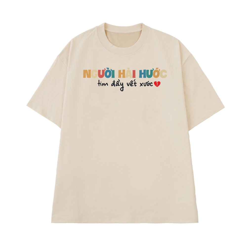 Áo Thun In Chữ Người Hài Hước Tim Đầy Vết Xướt Câu Nói Text Hài Love Meme Nam Nữ Form Rộng Cotton 250gsm