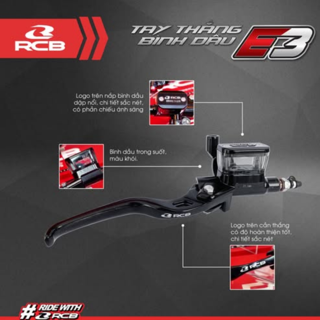 Tay Dầu RCB E3 12.7mm – Bình Dầu Vuông Trong Suốt – Màu Đen