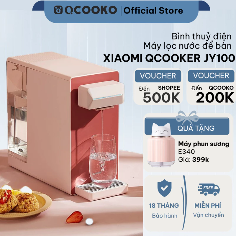 Bình thủy điện máy lọc nước Xiaomi Qcooker CS_JY100 để bàn làm nóng tức thì với công nghệ lọc RO loại bỏ 99% vi khuẩn — ảnh 1