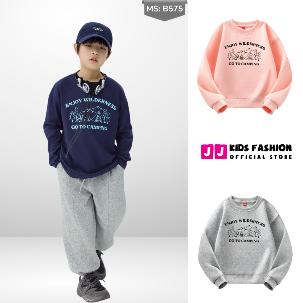 Áo Nỉ Cotton Sweater Thu Đông Cho Bé Trai, Bé Gái, Áo Nỉ Bông Form Rộng B575 | JJ Kids Fashion
