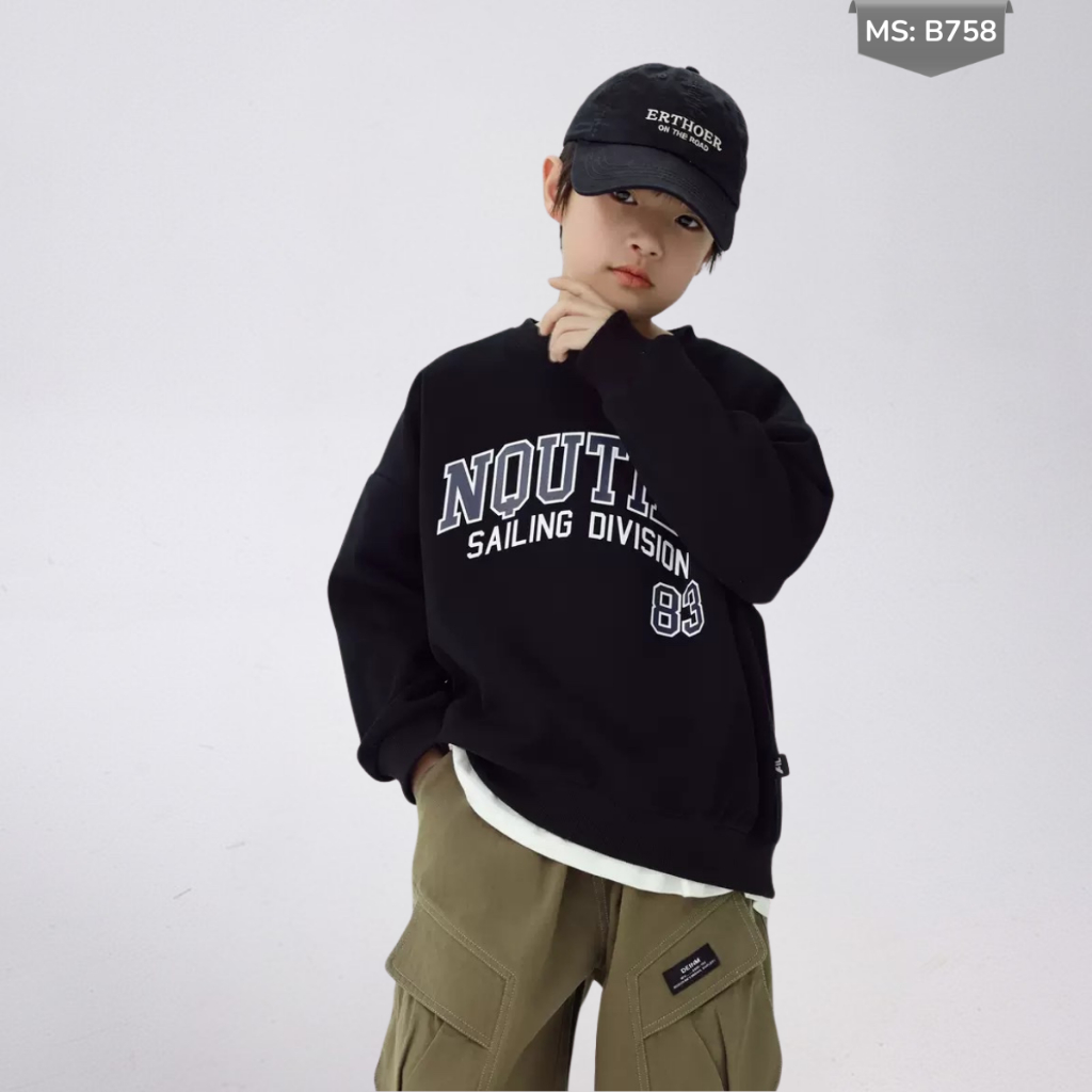 Áo Nỉ Cotton Sweater Thu Đông Cho Bé Trai, Bé Gái, Áo Nỉ Bông Form Rộng B758 | JJ Kids Fashion