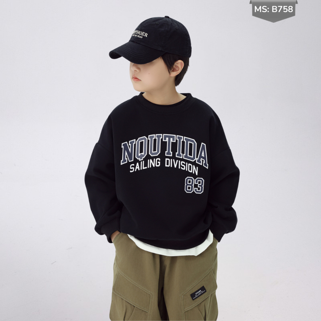 Áo Nỉ Cotton Sweater Thu Đông Cho Bé Trai, Bé Gái, Áo Nỉ Bông Form Rộng B758 | JJ Kids Fashion
