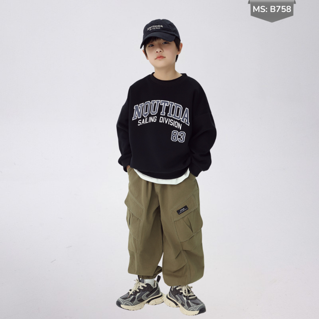 Áo Nỉ Cotton Sweater Thu Đông Cho Bé Trai, Bé Gái, Áo Nỉ Bông Form Rộng B758 | JJ Kids Fashion