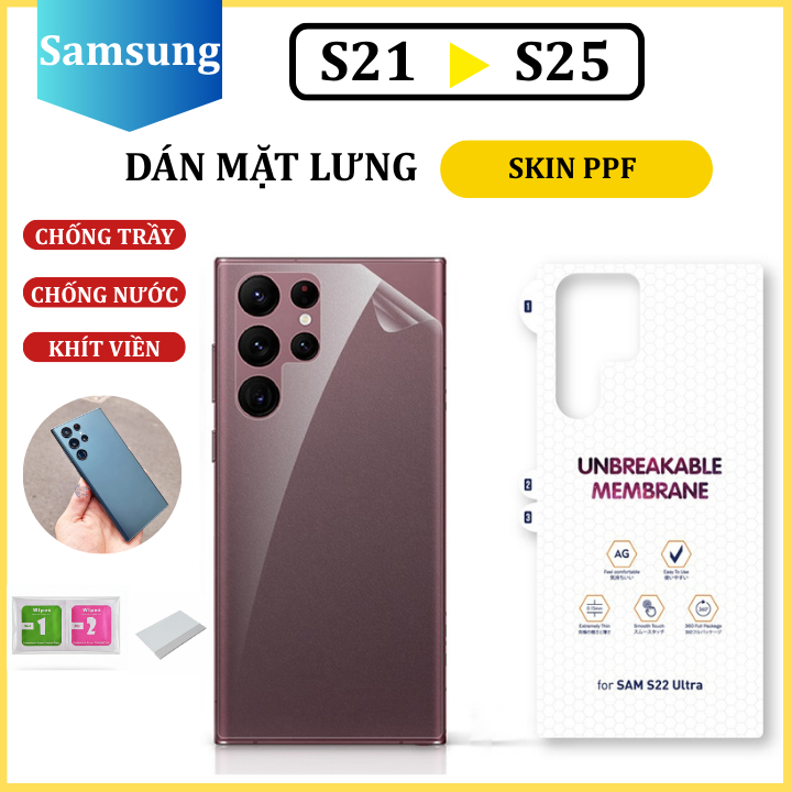 Dán mặt lưng Skin PPF cho Samsung S21+ S22 S22+ S23 S23+ S24 S24+ S22Plus S23Plus S24ultra S25ultra S22ultra S23ultra