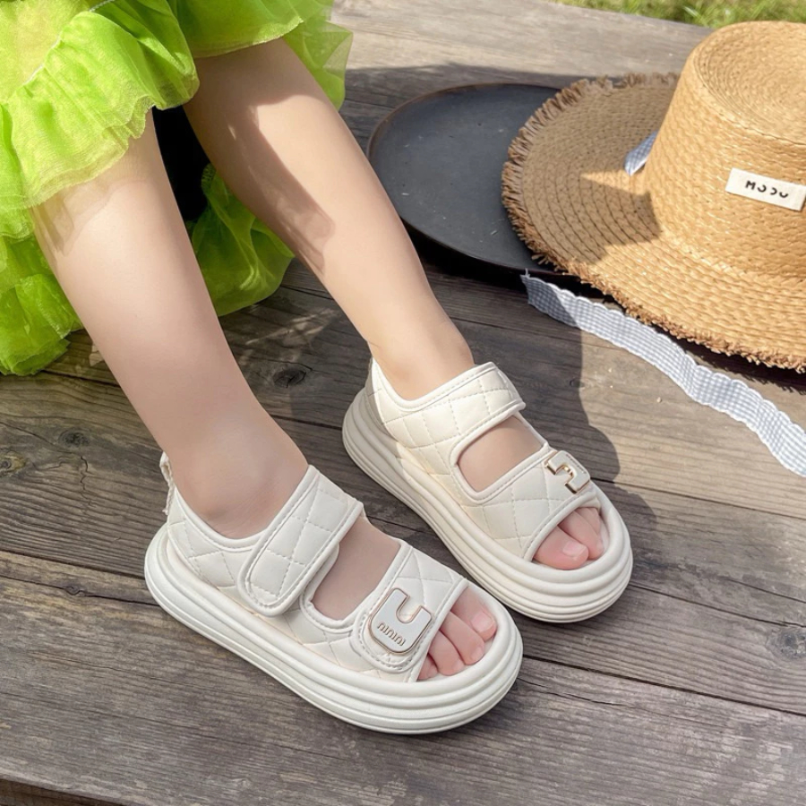 [M064] Dép Sandals Bánh Mì Bé Gái Quai Dán Chần Chỉ Trám - Sandal Đế Cao Siêu Nhẹ Phong Cách Hàn Quốc TH Kids