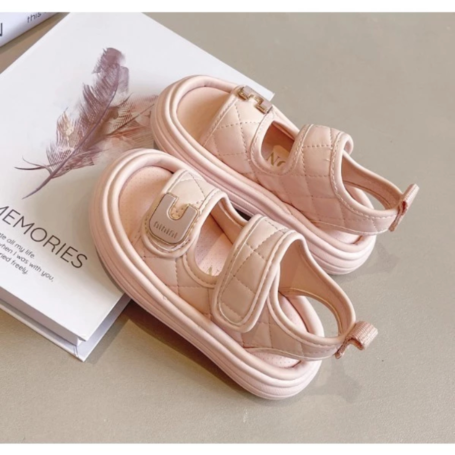 [M064] Dép Sandals Bánh Mì Bé Gái Quai Dán Chần Chỉ Trám - Sandal Đế Cao Siêu Nhẹ Phong Cách Hàn Quốc TH Kids