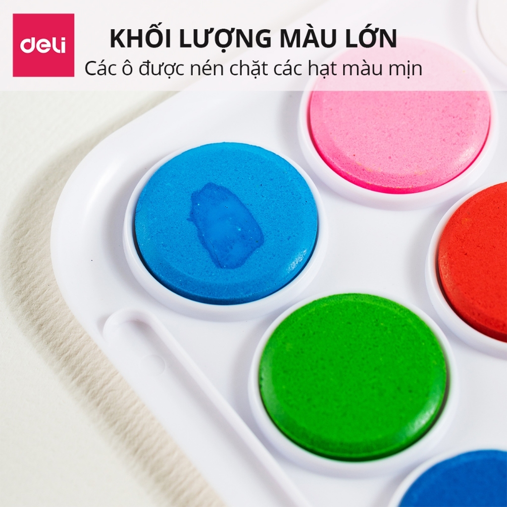Bộ Màu Nước Deli HS312 – 16/36 Màu Solid, Tươi Đẹp, Dễ Hòa Tan, Dùng Học Sinh & Vẽ Chuyên Nghiệp