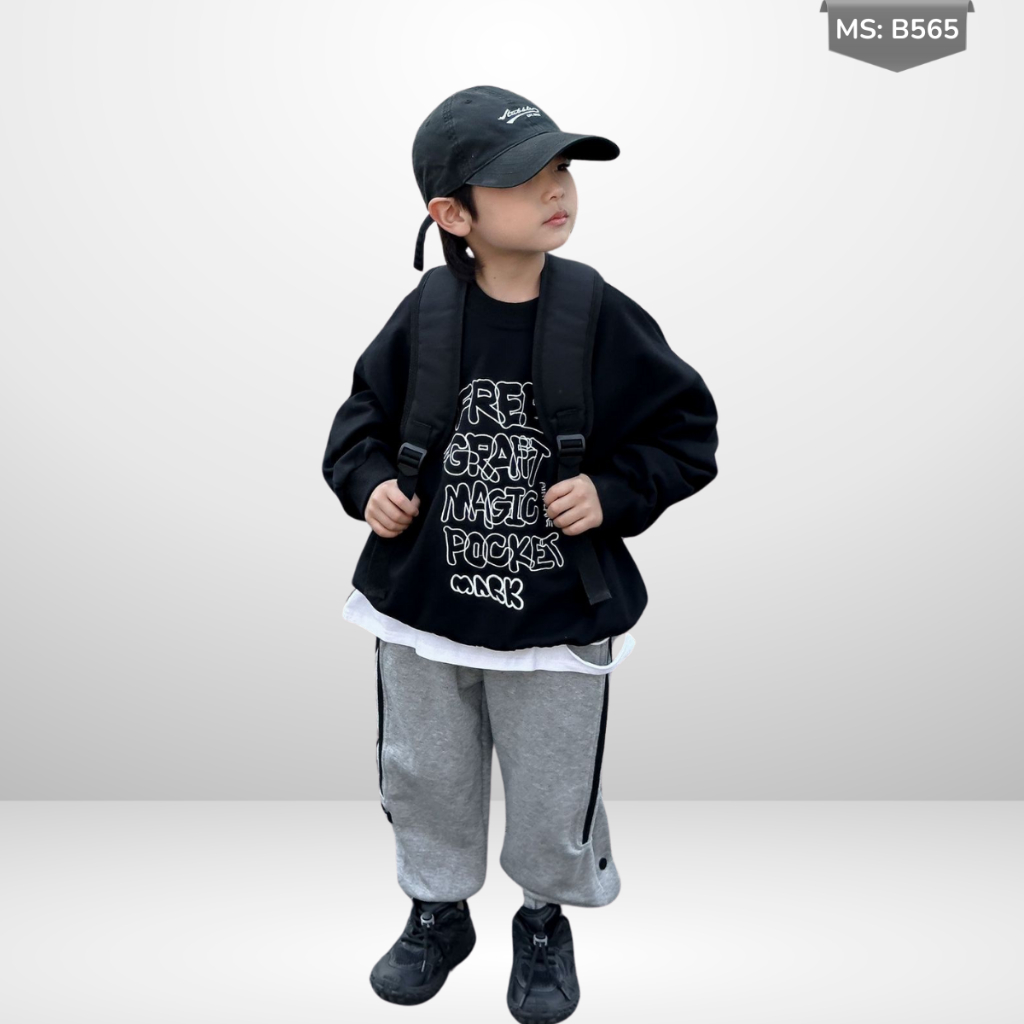 Áo Nỉ Cotton Sweater Thu Đông Cho Bé Trai, Bé Gái, Áo Nỉ Bông Form Rộng B565 | JJ Kids Fashion