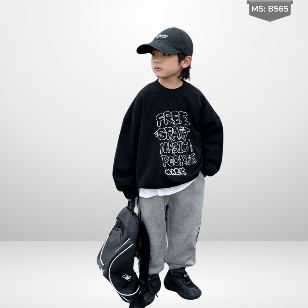 Áo Nỉ Cotton Sweater Thu Đông Cho Bé Trai, Bé Gái, Áo Nỉ Bông Form Rộng B565 | JJ Kids Fashion