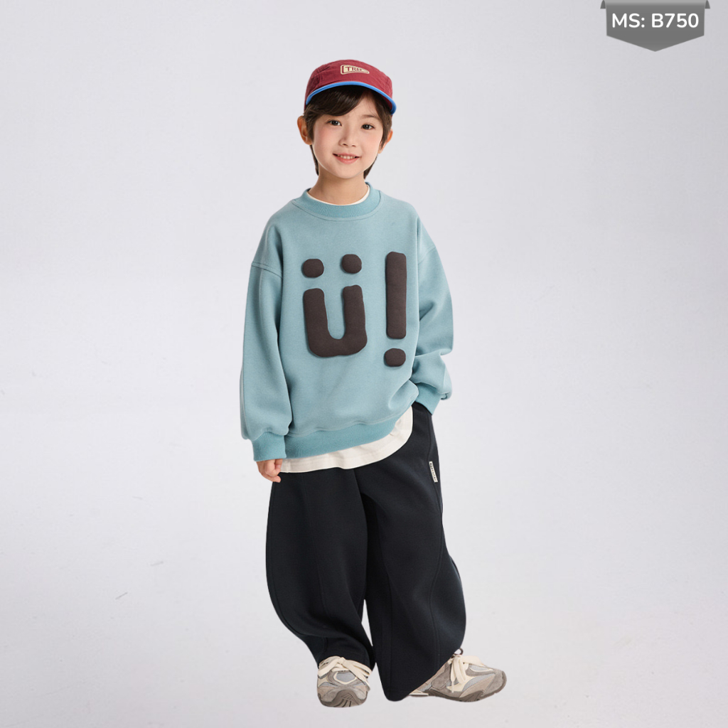 Áo Nỉ Cotton Sweater Thu Đông Cho Bé Trai, Bé Gái, Áo Nỉ Bông Form Rộng B750 | JJ Kids Fashion