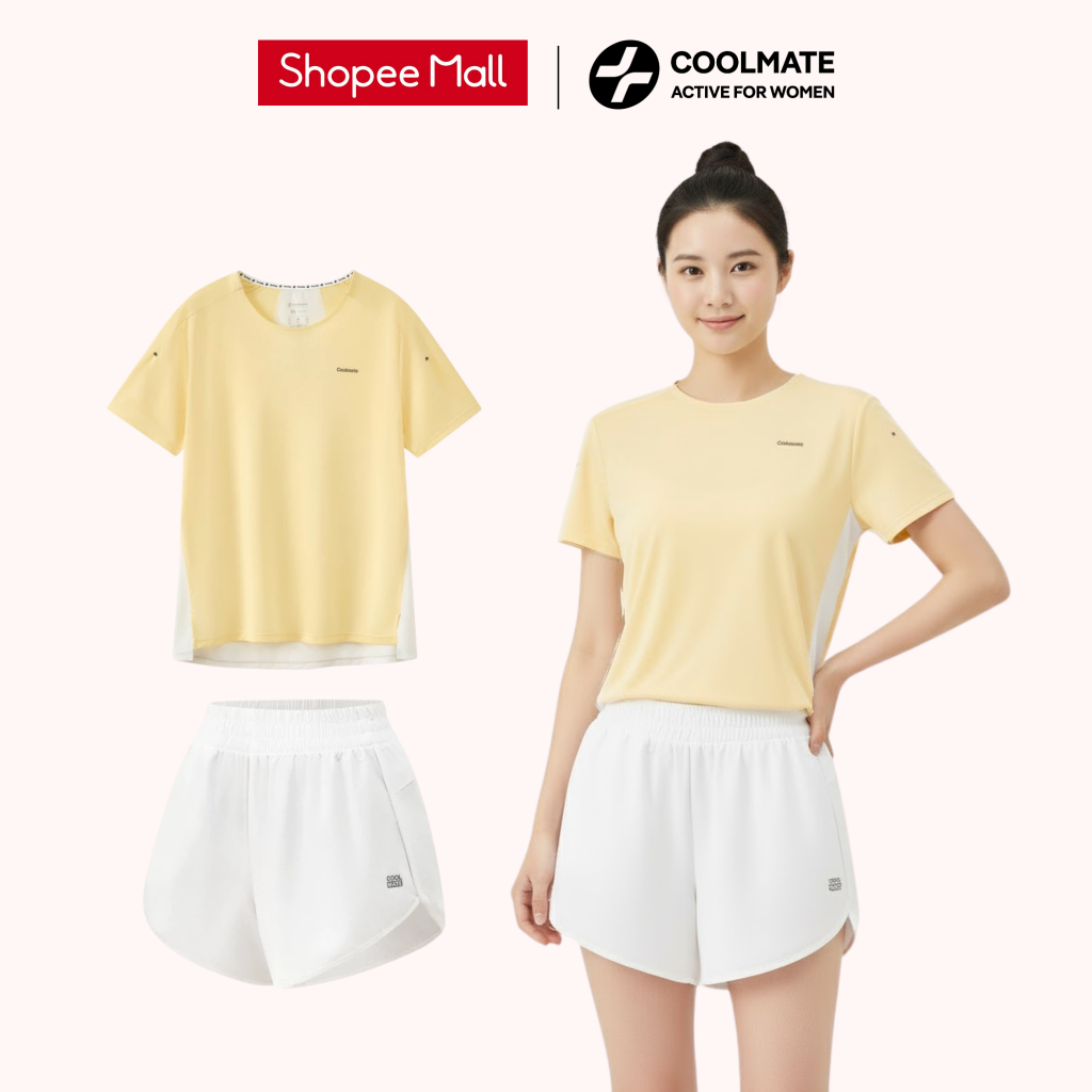 Set Đồ bộ thể thao nữ Race Tee & Woven Short 1 lớp mỏng nhẹ thoáng khí - Coolmate Active For Women