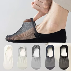 Tất đi giày lười cao cấp chống tụt gót SÉT 5 ĐÔI Họa tiết sọc đơn giản Sợi cotton chống trơn trượt kháng khuẩn