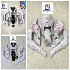 bộ nhựa 8 món gắn xe điện xmen dùng mặt lạ bi cầu kèm tem hổ, tem hello kitty, tem s7,(tặng ốc) phụ tùng xe điện