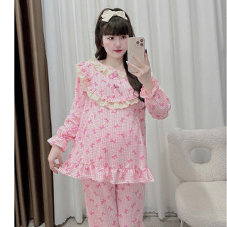 Bộ bầu - Bộ sau sinh - BỘ DÀI ĐŨI LANH HÌNH NƠ CỔ CAO VÀ CỔ REN TRÒN - 2 Màu, Áo Có Khoá Kéo & Quần Có Chun Chỉnh