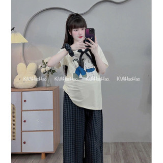 Bộ bầu bộ sau sinh - BỘ QDAC COTTONG NGỰA QUẦN KẺ - 3 Màu - Quần Có Chun Tùy Chỉnh