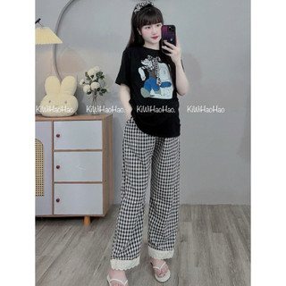 Bộ bầu bộ sau sinh - BỘ QDAC COTTONG NGỰA QUẦN KẺ - 3 Màu - Quần Có Chun Tùy Chỉnh