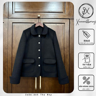 Áo dạ pha lông thỏ cổ bẻ dáng ngắn (59cm) - Xuananhthomay