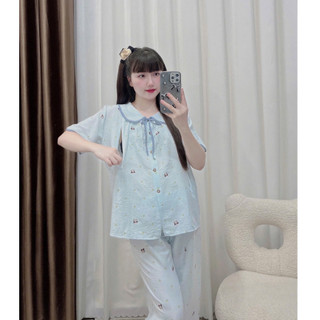Bộ bầu - bộ sau sinh - BỘ QDAC ĐŨI NHĂN CỔ SEN DẬP LY DÂY BUỘC - 5 Màu, Áo Có Khoá Kéo & Quần Có Chun Chỉnh