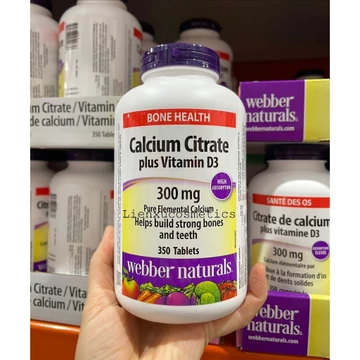 Webber naturals Canxi và vitamin D3 calcium citrate plus vitamin D3, hộp 350 viên