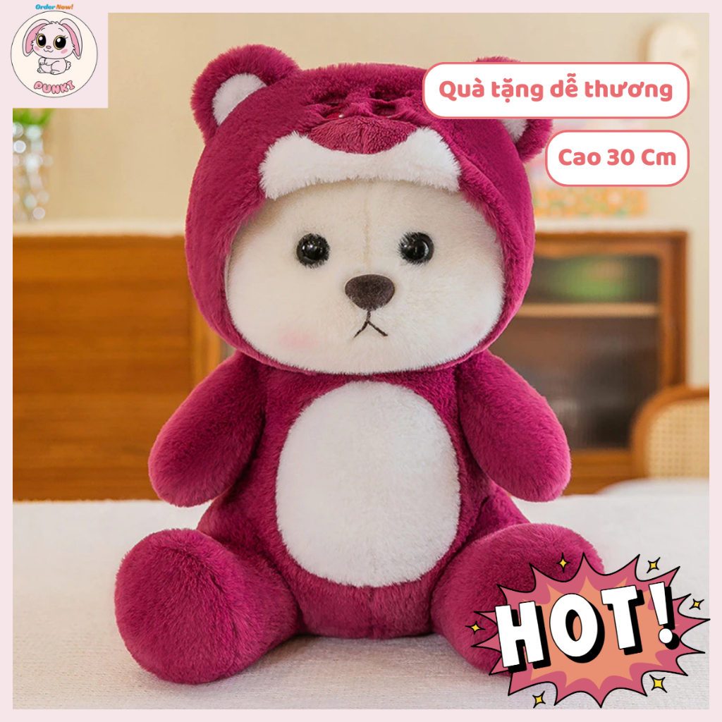 Gấu Bông Lena, Thú Nhồi Bông Hình Gấu Lena Và Dâu Tây Dễ Thương 30cm MSP 02