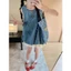 Set Váy 2 Món Đính Nơ Chất Denim, Set Đầm Xuông Dáng Dài Rộng Hàn Quốc, Set Đồ Nữ Tiểu Thư Đi Chơi