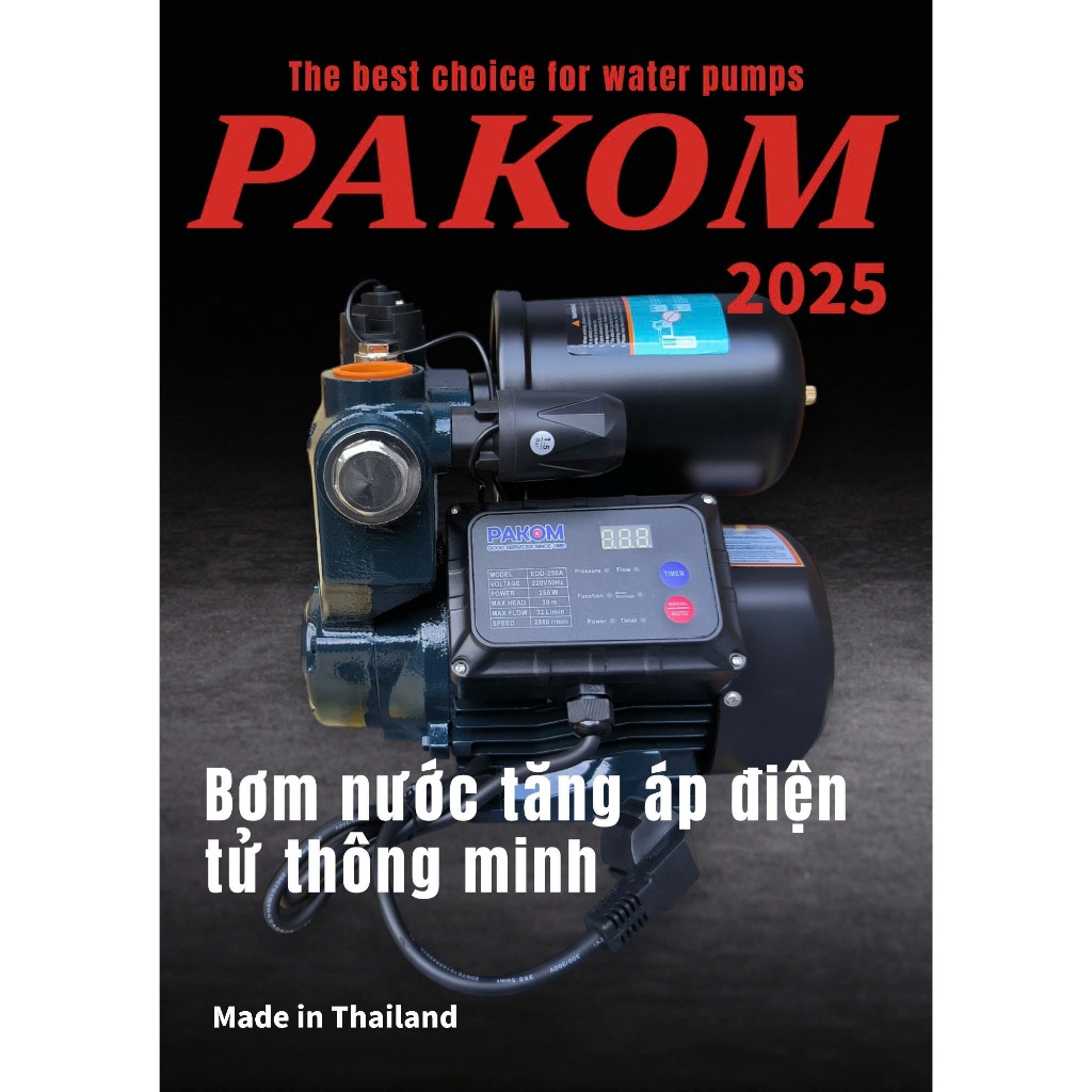 BƠM NƯỚC TĂNG ÁP 250W NƯỚC NÓNG VÀ LẠNH CAO CẤP ĐIỆN TỪ – PAKOM THÁI ...