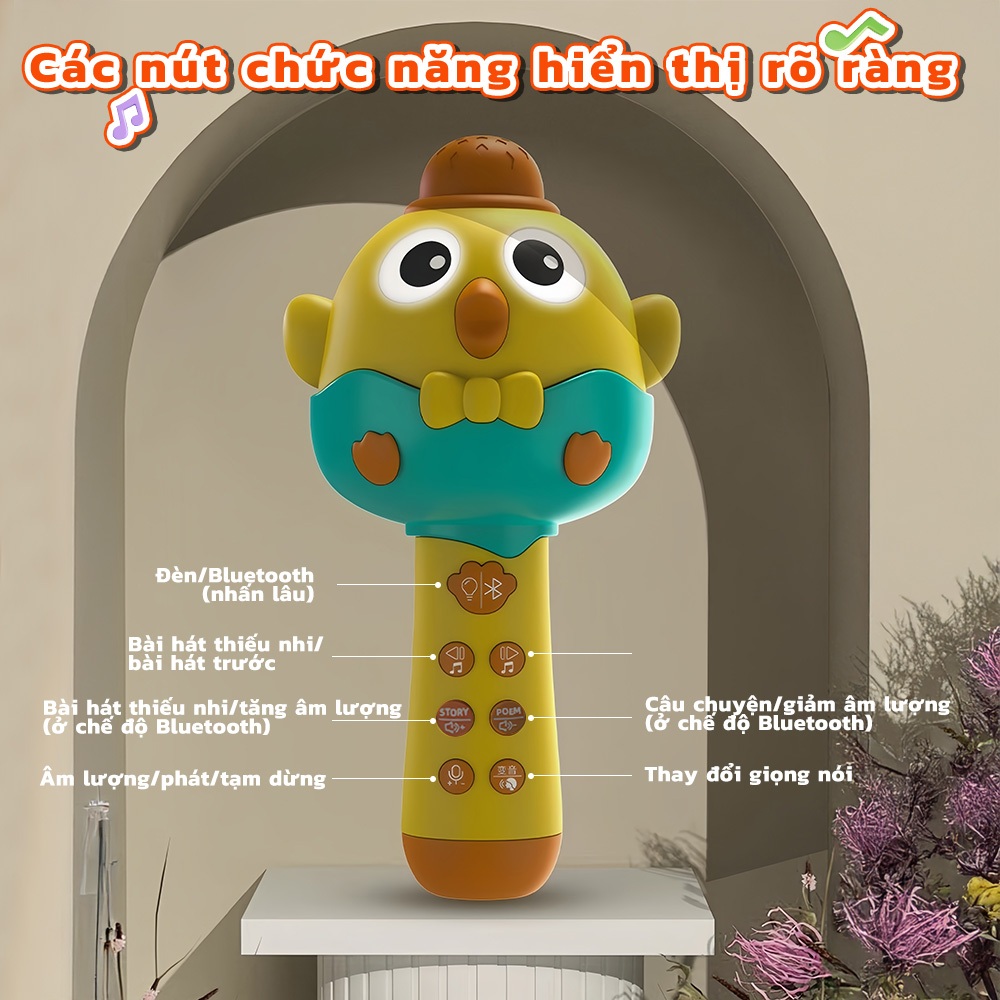 Mic Hát Cho Bé Chính Hãng - Thiết Kế Dễ Thương, An Toàn Cho Trẻ, Tặng Kèm Ống Sạc