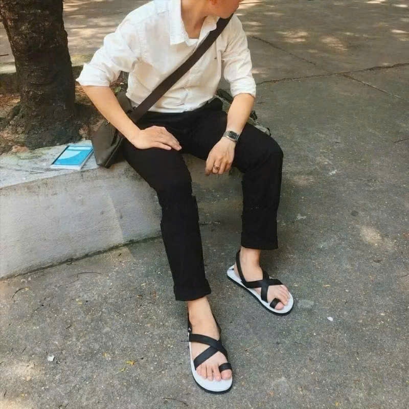 Dép Sandal Nam Quai Chéo Da Mềm Đế Cao Su Êm Chân – Phong Cách Trẻ Trung