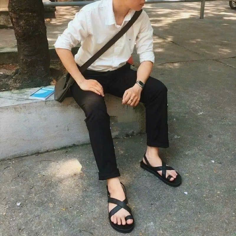 Dép Sandal Nam Quai Chéo Da Mềm Đế Cao Su Êm Chân – Phong Cách Trẻ Trung