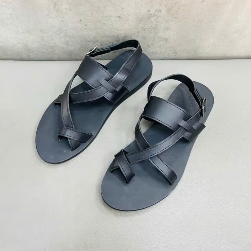 Dép sandal nam quai chéo da mềm dép học sinh xỏ ngón thời trang trẻ năng động