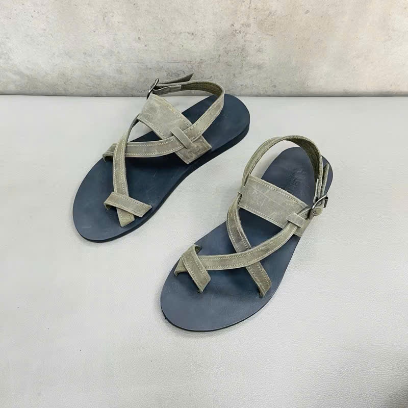 Dép Sandal Da Nam Quai Chéo Cổ Điển – Phong Cách Vintage Sang Trọng