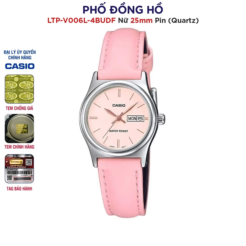 Đồng hồ nữ dây da Casio LTP-V006L-4BUDF chính hãng