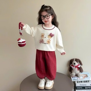 Sét thu đông nỉ cao cấp gắn nơ,thỏ xinh quần  bo gấu đáng yêu cho bé 8-30kg