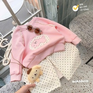 Sét thu đông nỉ cao cấp gắn nơ,thỏ xinh quần  bo gấu đáng yêu cho bé 8-30kg