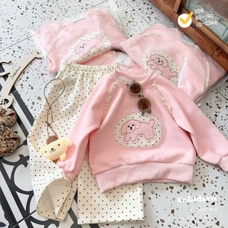 Sét thu đông nỉ cao cấp gắn nơ,thỏ xinh quần  bo gấu đáng yêu cho bé 8-30kg
