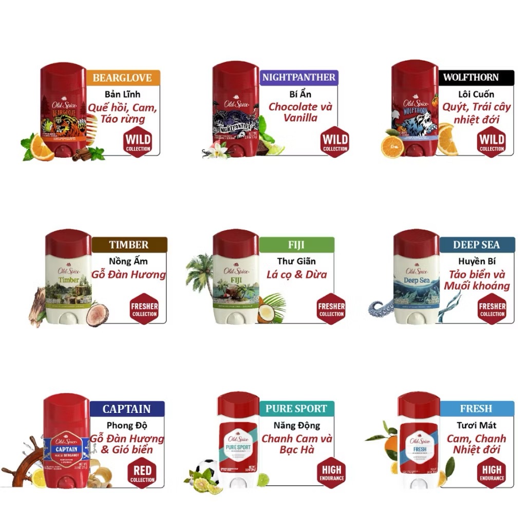 [TOP BÁN CHẠY]Lăn khử mùi Old Spice Chính Hãng - Sáp khử mùi cơ thể, Đủ mùi hương, Dùng cho nam&nữ