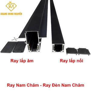 Ray đèn nam châm gắn âm trần - gắn nổi, thanh dài 2m, chất liệu nhôm sơn tĩnh điện.