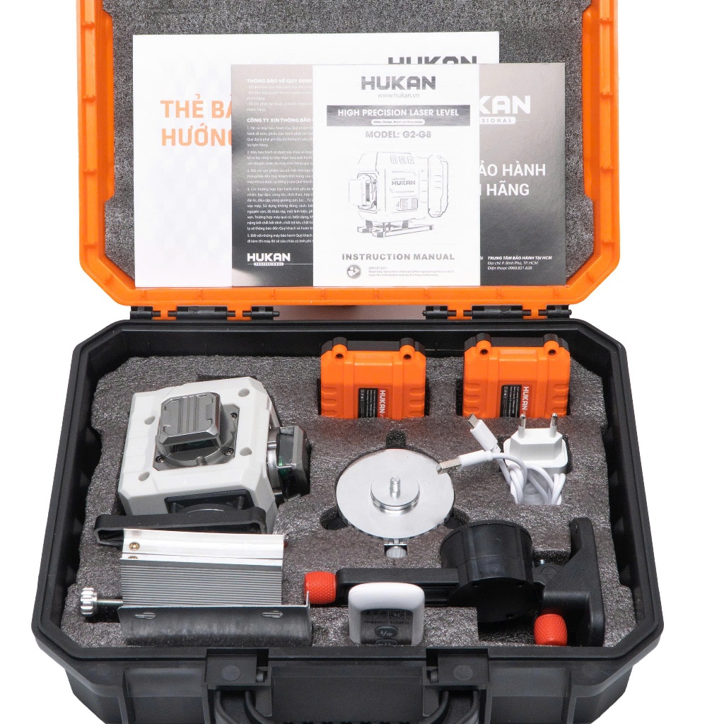 Máy Cân Bằng Laser 12 Line HUKAN G2-G8 | Tự Cân Bằng, Sai Số ±1mm/3m, Tia Xanh Rõ Nét, 360°, Dùng Cho Xây Dựng