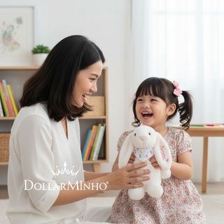 Thỏ Bông Thêu Tên Theo Yêu Cầu Gấu Bông Lông Mềm Quà Tặng Cho Bé Và Người Yêu Dollarminho