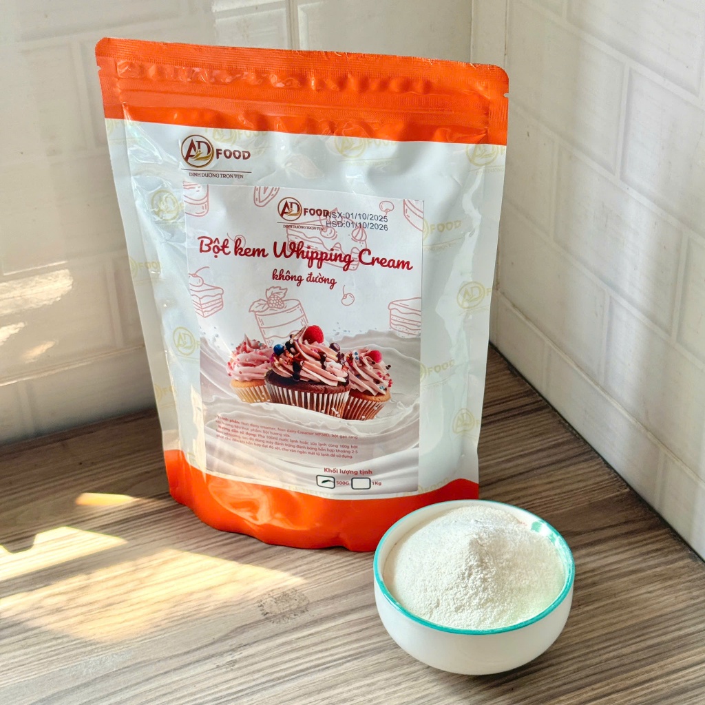 500g Bột whipping cream không đường ADFOOD – dạng bột tiện lợi  thay thế kem tươi khi làm bánh và pha chế