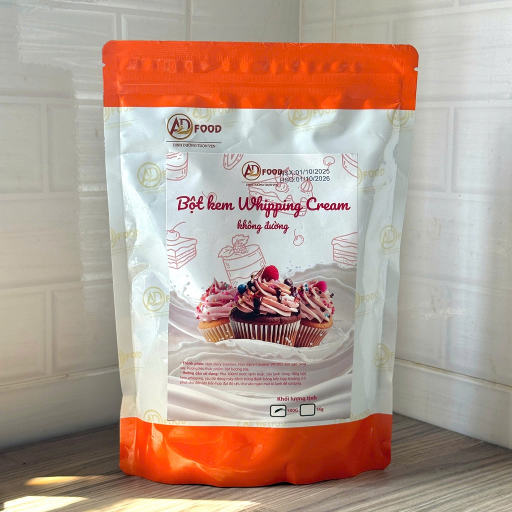 1kg Bột whipping cream không đường ADFOOD– phù hợp cho bánh ngọt và trang trí món ăn