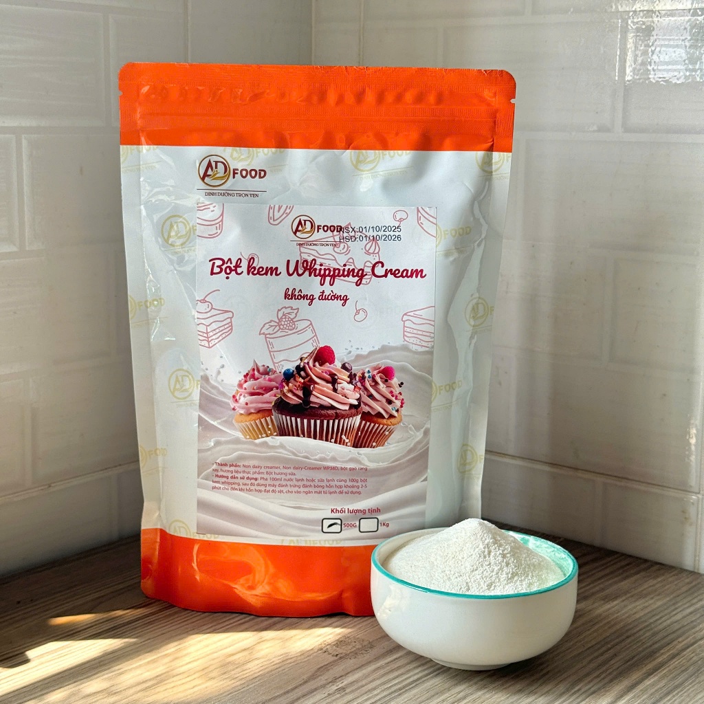 1kg Bột whipping cream không đường ADFOOD– phù hợp cho bánh ngọt và trang trí món ăn