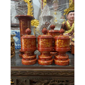 Bộ 3 đài nhỏ gỗ mít Sơn son vẽ