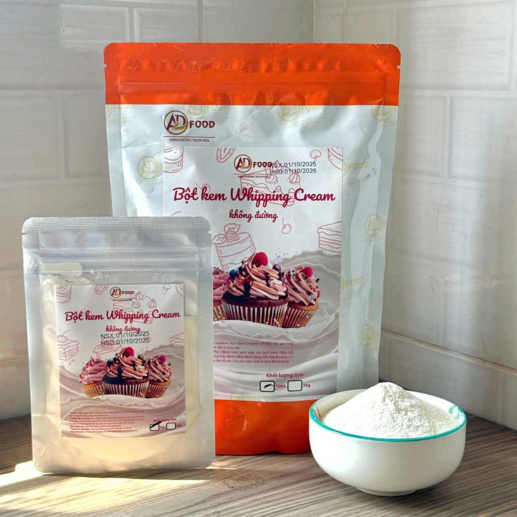 50g Bột whipping cream không đường ADFOOD – dùng làm kem trang trí bánh, mousse và tiramisu