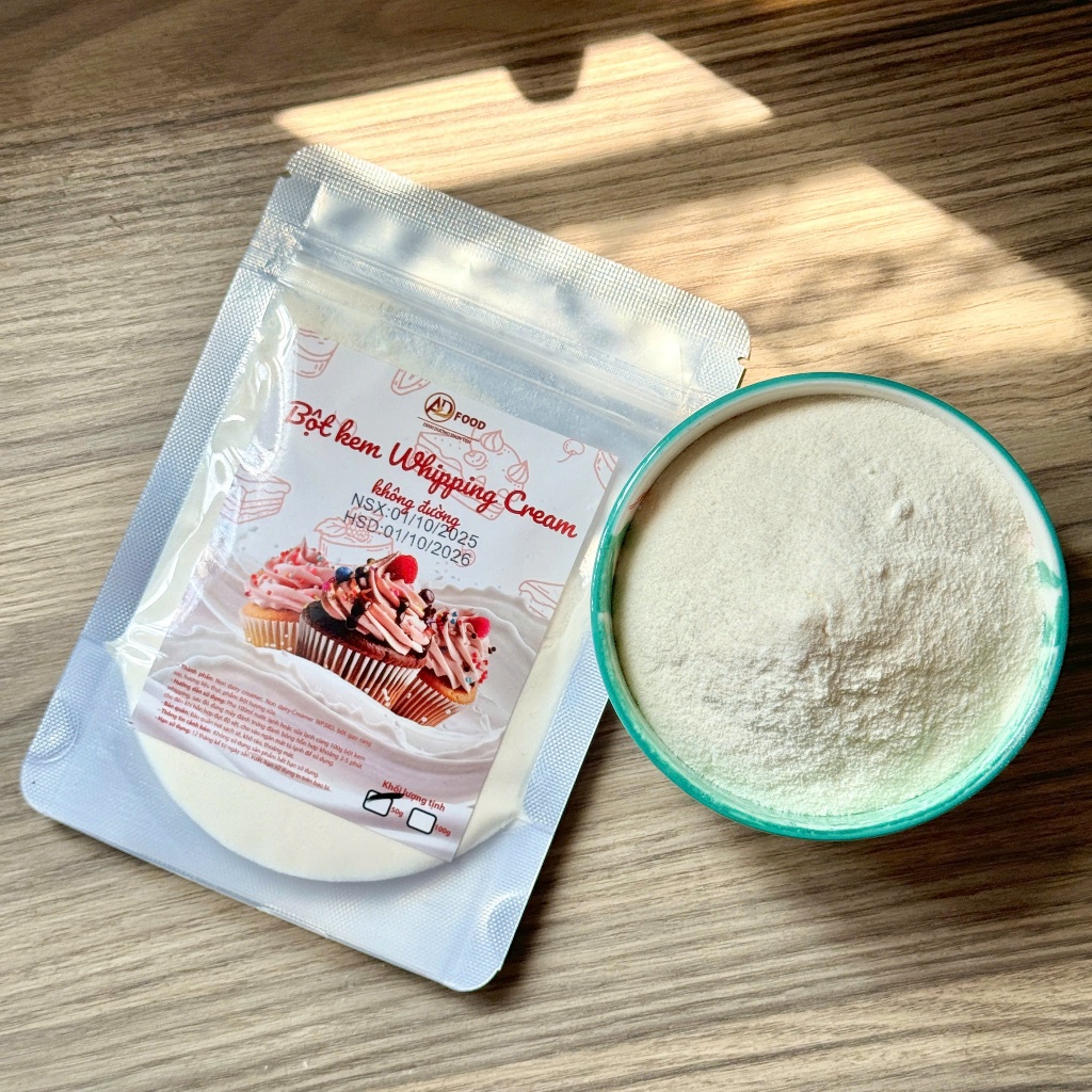 50g Bột whipping cream không đường ADFOOD – dùng làm kem trang trí bánh, mousse và tiramisu