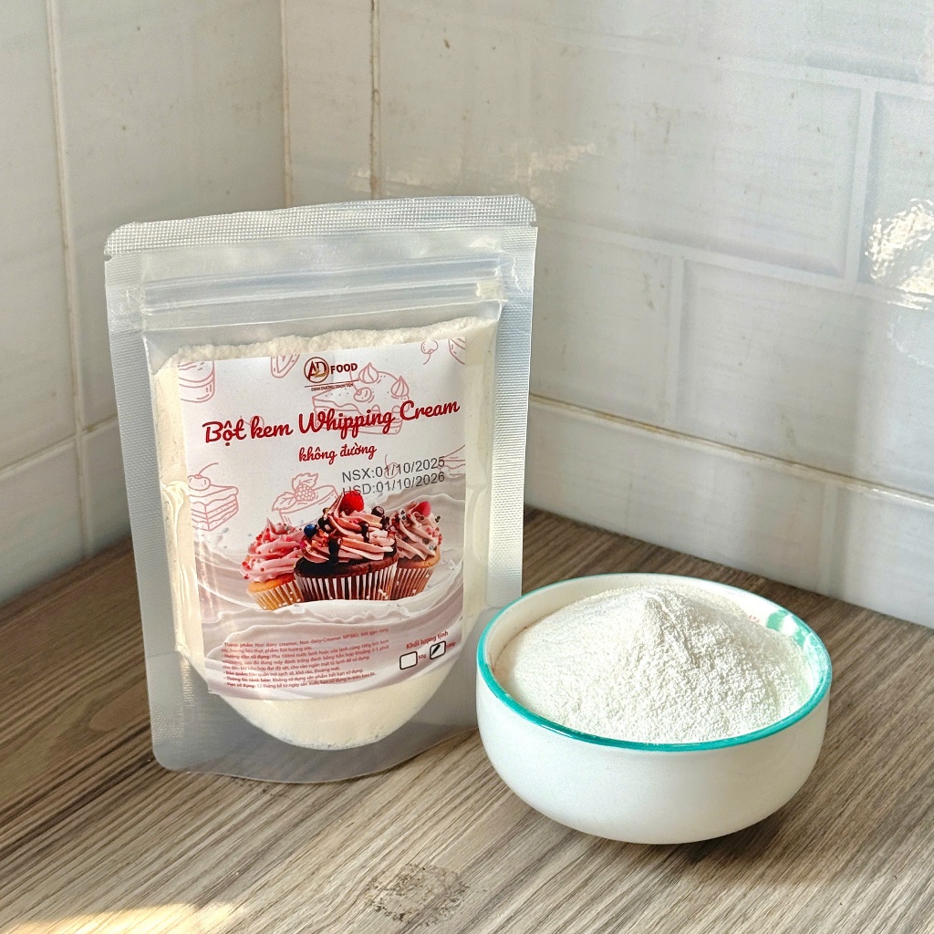 100g Bột whipping cream không đường ADFOOD – dùng kèm với trái cây, làm bánh và trang trí món ăn