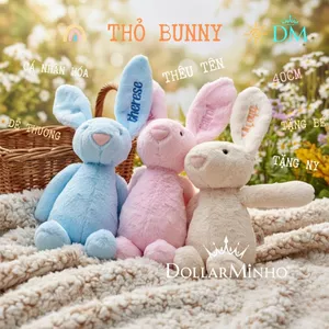 Thỏ Bông Bunny Thêu Tên Theo Yêu Cầu, Gấu Bông Mềm Dành Cho Bé Và Người Thương