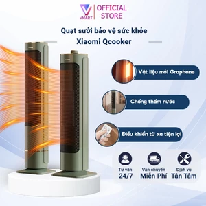 Máy sưởi cao cấp Qcooker, Quạt sưởi gốm công suất lớn 2000W màn led hiển thị, vật liệu Graphene làm nóng chỉ 1s