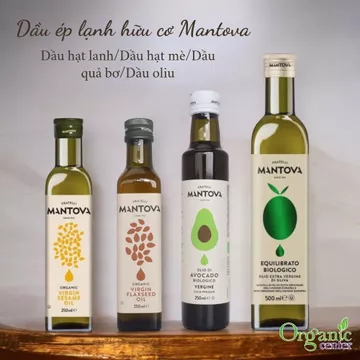 Dầu oliu, dầu hạt lanh, dầu mè, dầu quả bơ hữu cơ, ép lạnh Mantova (Chai 250ml/500ml)